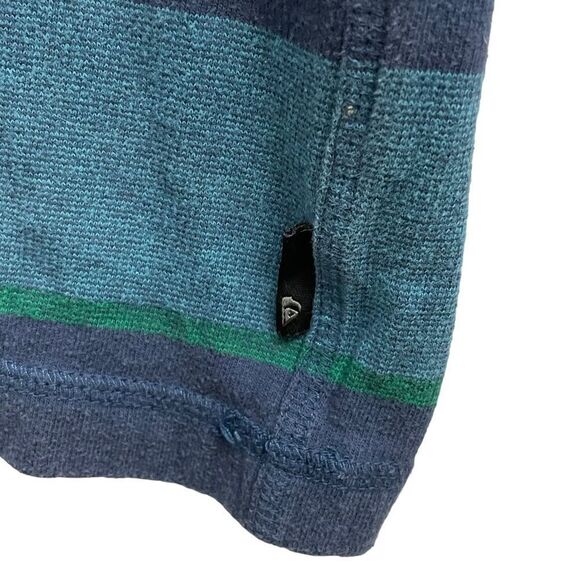Quiksilver men’s striped blue green long sleeve thermal top crewneck size medium - Picture 3 of 8
